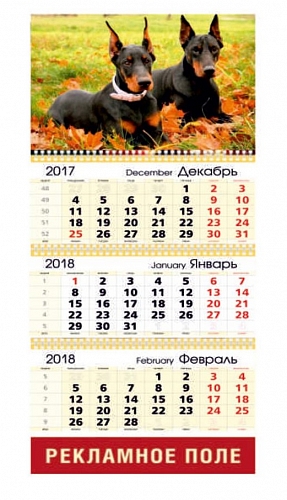 Календарь квартальный 2018 год. 1 поле. 500 шт. - печатная продукция в Минске