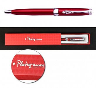 Ручка шариковая "Platignum" Love Red  красная/серебро с син. стерж. в футляре