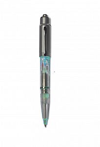 Ручка шариковая  "Vojager" серебро/зеленый фонарик