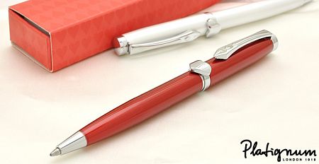 Ручка шариковая "Platignum" Love Red  красная/серебро с син. стерж. в футляре