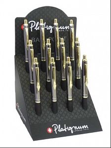 Ручка шариковая "Platignum"№9 Gun/Gold черн/золото с черным стержнем