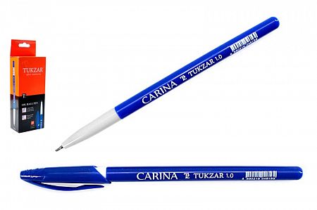 Ручка TUKZAR шариковая CARINA белый держатель, синий корпус, на масляной основе